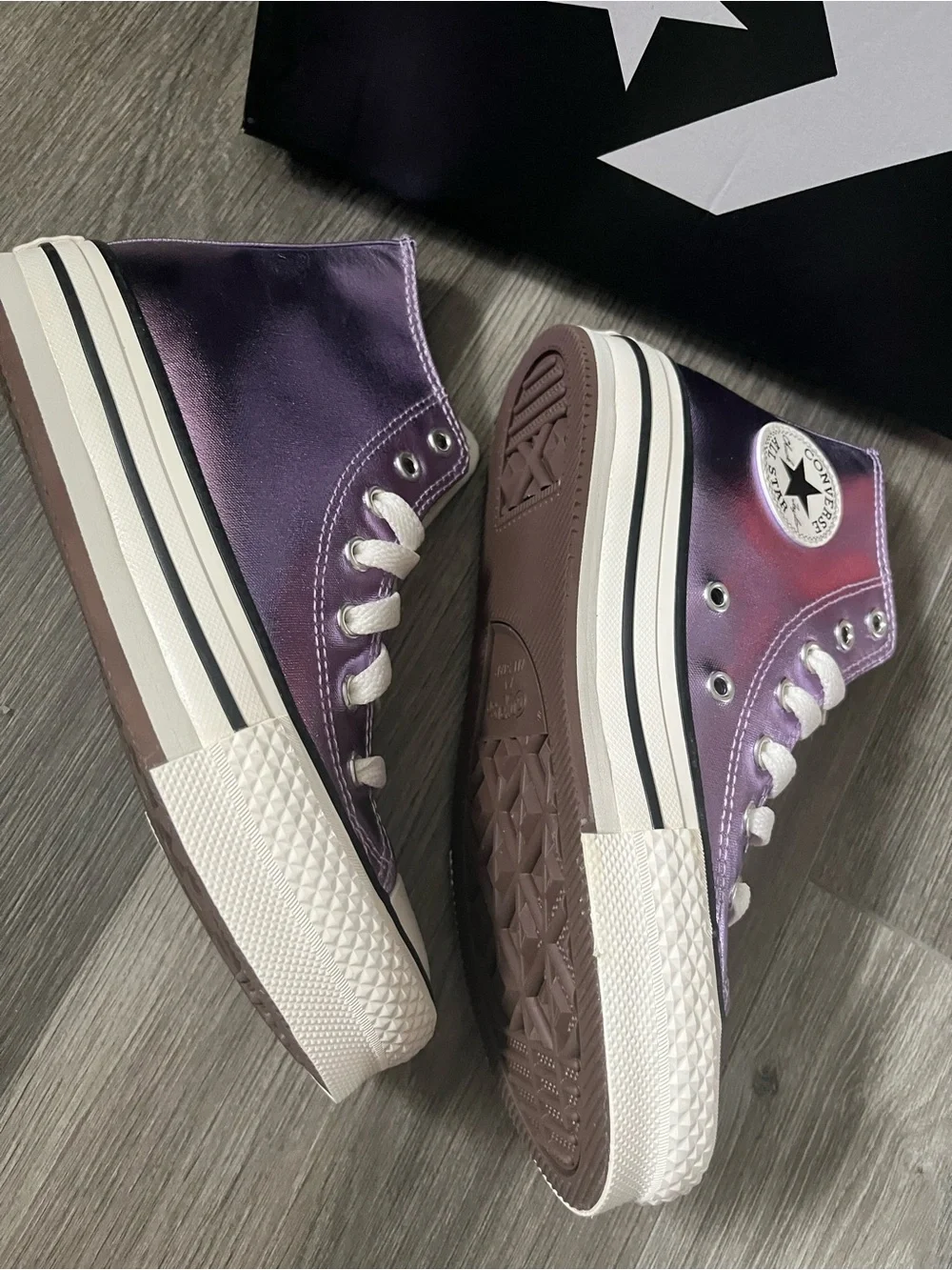 Converse Kids Metallic Purple High Top Sneakers